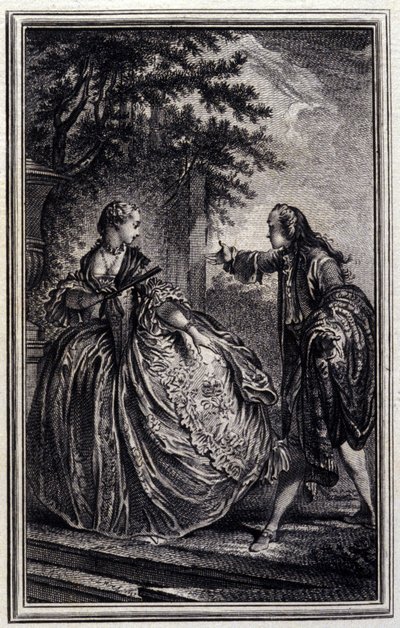 Nicaise - in "Tales et nouvelles en vers" di Jean La Fontaine. 1776. Illustrazione di P.P. Choffard da Pierre Philippe Choffard