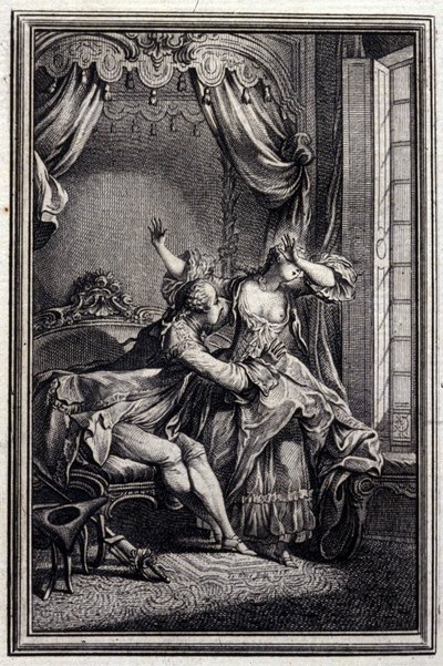 Richard Minulto - in "Tales et nouvelles en vers" di Jean La Fontaine. 1776. Illustrazione di P.P. Choffard. da Pierre Philippe Choffard