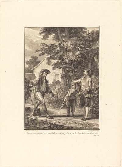 Ognuno rispetta il lavoro degli altri, affinché il proprio sia al sicuro da Pierre Philippe Choffard after Jean Michel Moreau