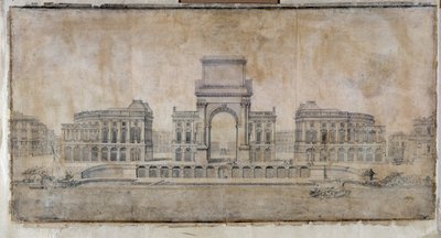 Architettura: "Progetto di Place Royale per Marsiglia, prospettiva verso la città" 1686 da Pierre Puget