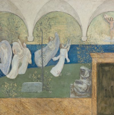 Dettaglio da un dipinto preparatorio per Les Muses inspiratrices acclament le Génie, Messager de Lumière, 1895 da Pierre Puvis de Chavannes