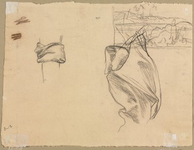 Studi di drappeggio e studio di un paesaggio (verso) da Pierre Puvis de Chavannes
