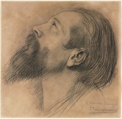 Studio per il Fregio di Sainte Geneviève (gesso nero con tocchi di gesso bianco) da Pierre Puvis de Chavannes