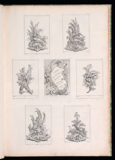 Progetto ornamentale con due uccelli morti sdraiati su un ramo di acanto, da Livre de Legumes da Pierre Quentin Chedel
