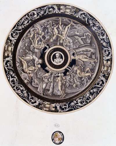 Piatto di porcellana del XVI secolo che rappresenta la Genesi di Pierre Reymond, Limoges da Pierre Reymond