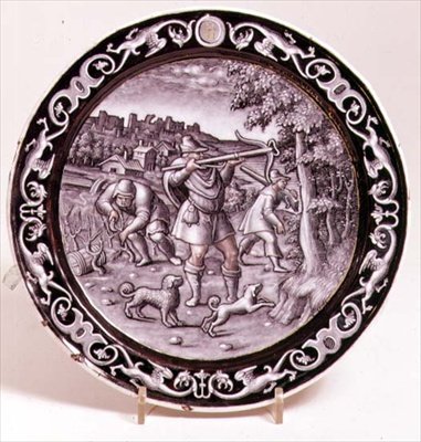 Piatto di Limoges, uno di un set di 12 che raffigurano i mesi dell