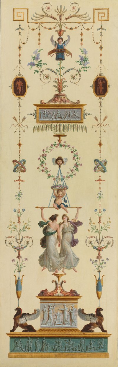 Pannelli decorativi, porte a doppia anta, dipinti sopra porta da Pierre Rousseau