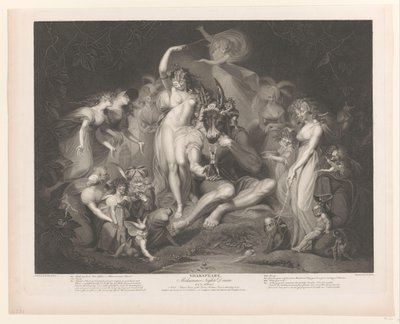 Titania e Bottom circondati da figure (Sogno di una notte di mezza estate di Shakespeare) da Pierre Simon (II)