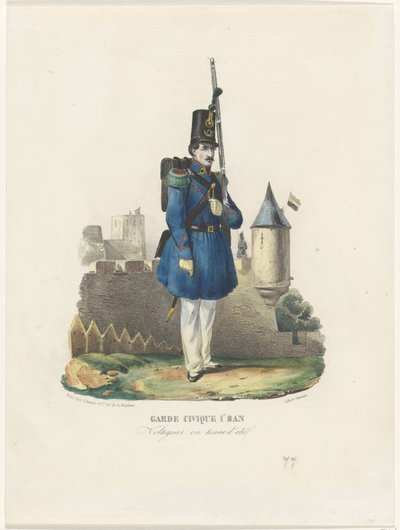 Guardia civica belga in servizio, 1830 Garde Civique 1r Ban Voltigeur in tenuta estiva da Pierre Simonau