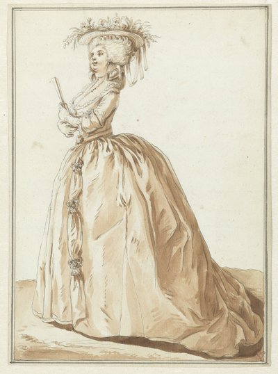 Dama in piedi con ventaglio da Pierre Thomas Le Clerc