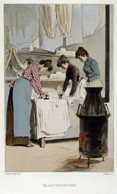 Lavanderie di Parigi in una lavanderia a sudore, Francia da Pierre Vidal
