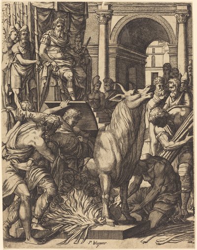Il toro di bronzo di Falaride da Pierre Woeiriot
