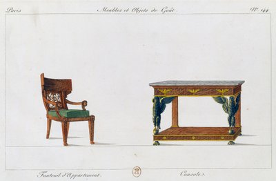 Poltrona da appartamento e consolle da Pierre de La Mesangere