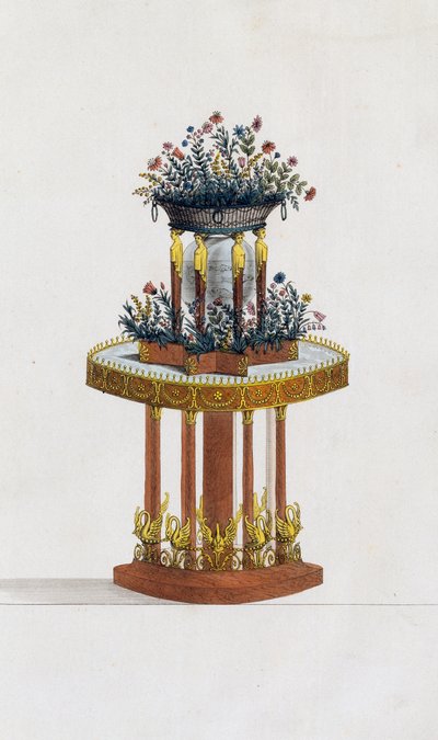 Portafiori in mogano e bronzo, tavola 287, illustrazione da Collection de meubles et objects de gout da Pierre de La Mesangere