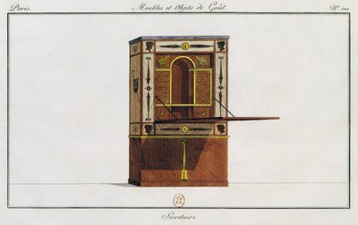Scrivania, tavola 101, illustrazione da Collection de meubles et objects de gout da Pierre de La Mesangere