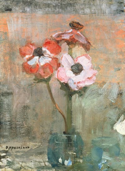 Anemoni in un vaso, c.1908-09 da Piet Mondrian