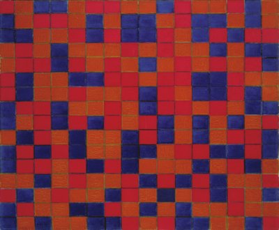 Composizione con griglia 8: Composizione a scacchiera con colori scuri da Piet Mondrian