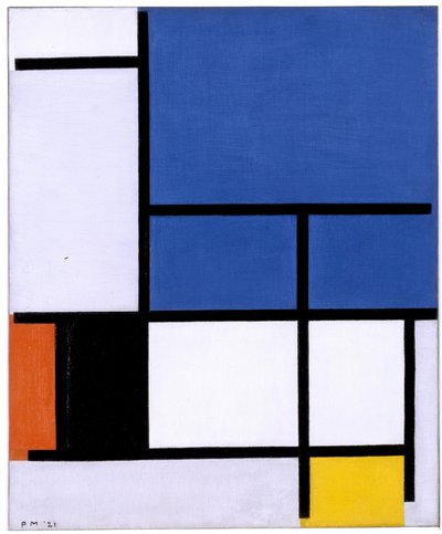 Composizione con grande piano blu, rosso, nero, giallo e grigio da Piet Mondrian