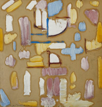 Composizione con rosa, blu, giallo e bianco (facciata della chiesa) da Piet Mondrian