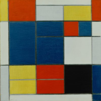 Composizione C; Composizione con giallo, rosso, blu-grigio, blu da Piet Mondrian