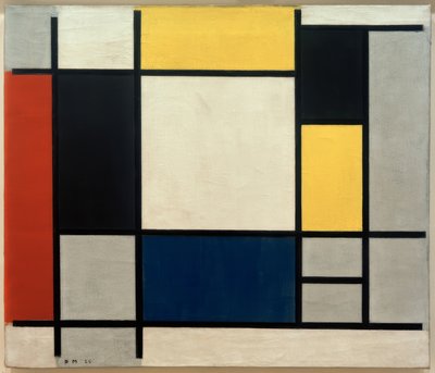 Composizione con giallo, rosso, nero, blu e grigio da Piet Mondrian
