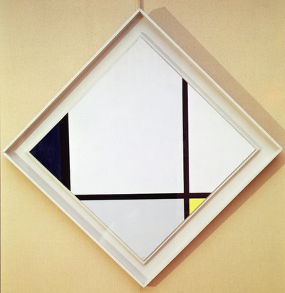 Tableau No I: Rombo con tre linee e blu, grigio e giallo da Piet Mondrian