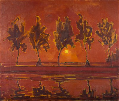 Alberi sul Gein con luna che sorge, 1907 da Piet Mondrian