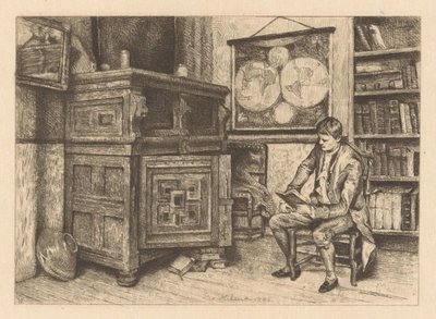 Uomo che legge in un interno da Piet Verhaert