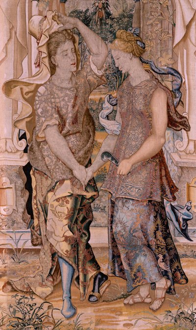 Arazzo fiammingo. Serie Vertumno e Pomona. Vertumno rivela la sua identità a Pomona. Ottavo arazzo della serie. Modello Cerchia di Pieter Coecke van Aelst. Manifattura Wilhelm Pannemaker, Bruxelles. Ca 1545-1550 da Pieter (circle of) Coecke van Aelst