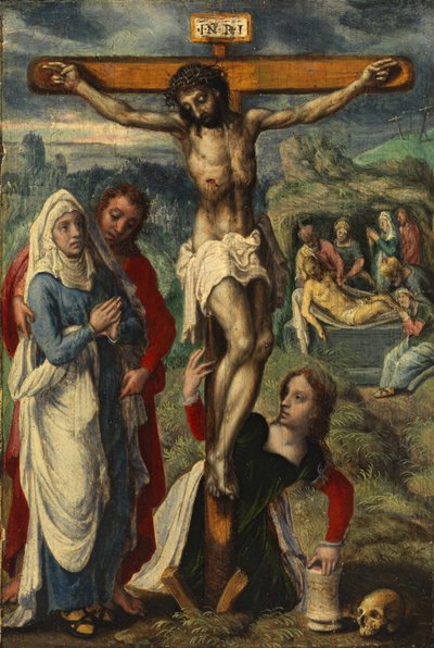 Cristo sulla croce, con la sepoltura sullo sfondo, c.1530 da Pieter Aertsen