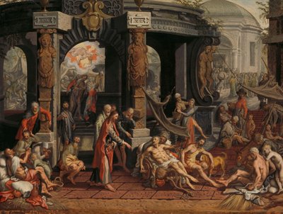 La guarigione del paralitico, piscina di Bethesda da Pieter Aertsen