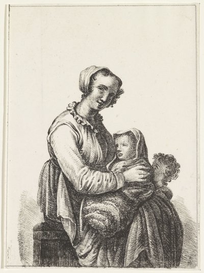 Madre con bambino e neonato da Pieter Bartholomeusz. Barbiers