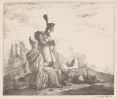 Compagnia in lutto presso un soldato morto da Pieter Bartholomeusz. Barbiers