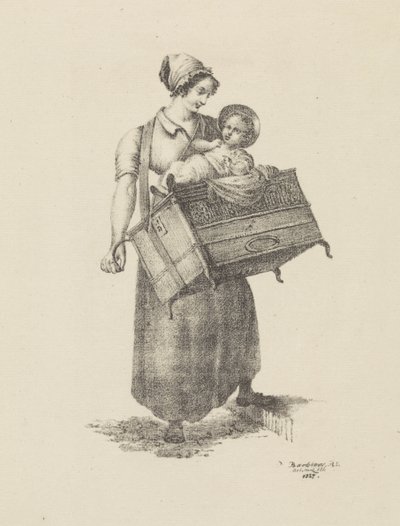 Donna con organo e bambino da Pieter Bartholomeusz. Barbiers
