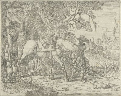 Cavallo sellato con soldati da Pieter Bodding van Laer