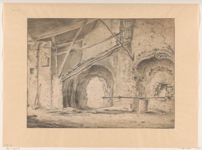 Interno con porta e scala da Pieter Bodding van Laer