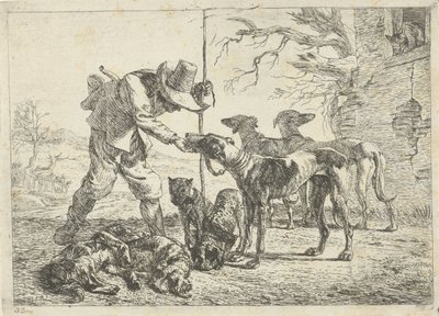 Cacciatore con sette cani da Pieter Bodding van Laer