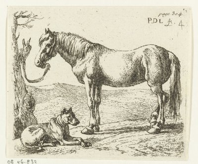 Cavallo e cane in un prato (Cavalli) da Pieter Bodding van Laer