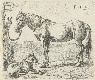 Cavallo e cane in un prato da Pieter Bodding van Laer