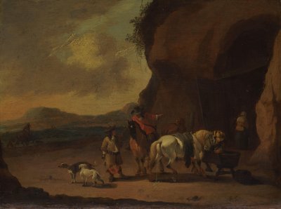 Cavalieri fermi su un passo di montagna da Pieter Bout