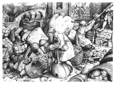 Everyman, inciso da Hieronymus Cock c.1558 da Pieter Bruegel the Elder