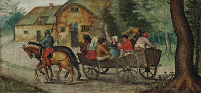 Olandese: Contadini in un carro Contadini in un carro aperto da Pieter Brueghel the Younger