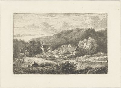 Paesaggio collinare con chiesa e case da Pieter Casper Christ