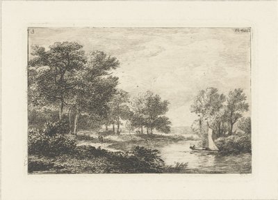 Paesaggio fluviale con barca a vela da Pieter Casper Christ