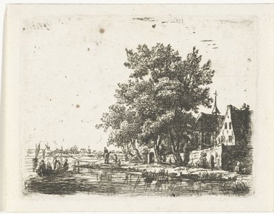 Barca da traino presso un monastero da Pieter Casper Christ