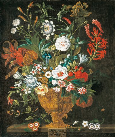 Settembre, dai Dodici Mesi di Fiori, un calendario floreale di nature morte da Pieter Casteels
