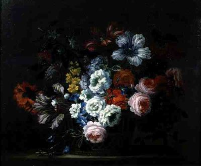 Natura Morta di Rose, Peonie, Tulipani e Gloria Mattutina in un Cestino da Pieter Casteels