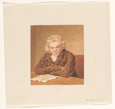 Ritratto di Lourens van Schaick, seduto a leggere al tavolo da Pieter Christoffel Wonder