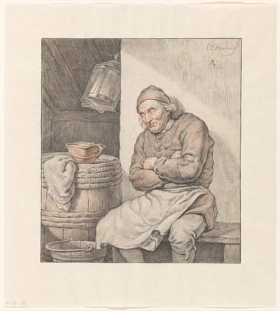Uomo seduto e addormentato da Pieter Christoffel Wonder