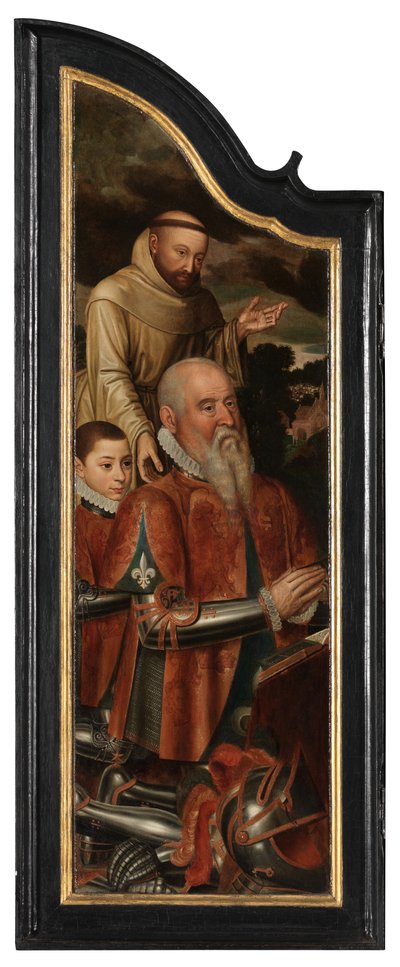 Pannello sinistro di Cristo sulla croce con la Vergine, San Giovanni e Maria Maddalena da Pieter Claeissens